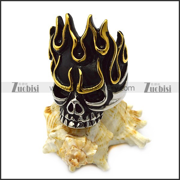 Flame Skull Ring in Golden and Silver Tone with Size 7 to 15 r005712