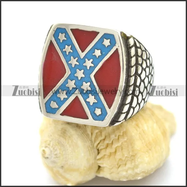Dixie Confederate Flag Design Biker Ring for Mens Rebel Jewelry r002605