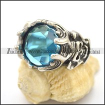 Clear Blue Stone Skull Engagement Ring r002706