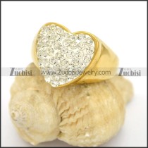Gold Stainless Steel Heart Rhinestone Ring r002786