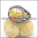 Small Gold Eagle Ring with Red Rhinestone r002760