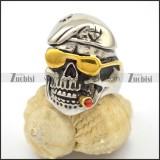 Smooking Skull wearing Instyle Golded Glasses Ring r002775