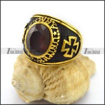 Dark Red Facted Zircon Stone Cross Ring r003017