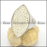 Oval Stainless Steel Ring with Clear Rhinestones r002790