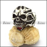 Skull Ring with Red Stone in Mouth r002876