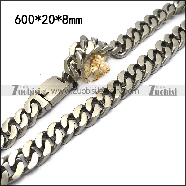 20mm wide matt miami cuban link chain in stainless steel n002206