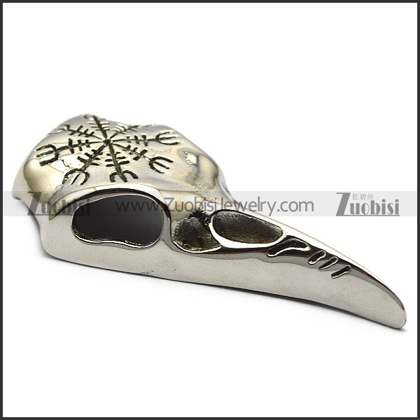 hollow stainless steel raven pendant p007875