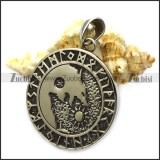 Viking Runes Coin Wolf Pendant as Gift for Men p007864