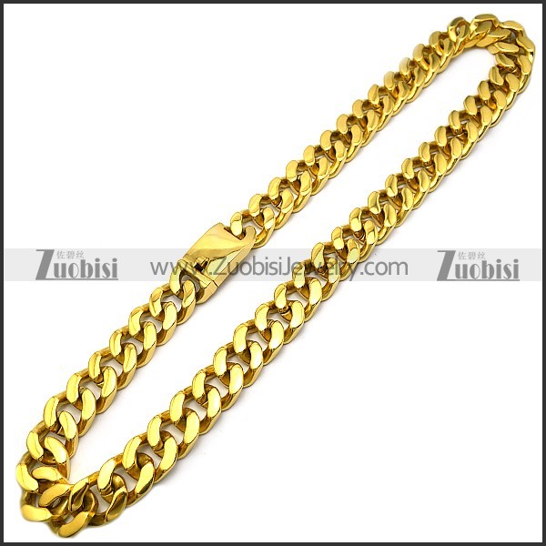 stainless steel miami cuban link gold chain for men n002207