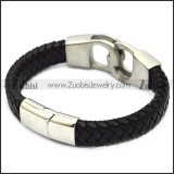 black leather handcuff bracelet for men b007823
