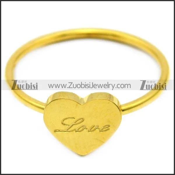 heart shaped women ring engraved LOVE in yellow gold tone r005837