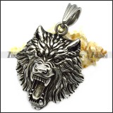 Solid Stainless Steel Wild Wolf Pendant p008116