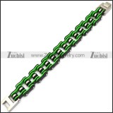 22mm wide stainless steel black outside and green inner bicycle chain bracelet b007628