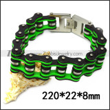 22mm wide stainless steel black outside and green inner bicycle chain bracelet b007628