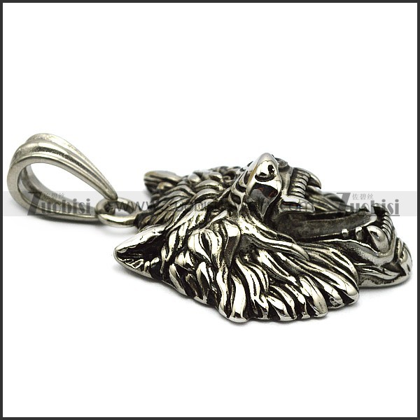 Solid Stainless Steel Wild Wolf Pendant p008116