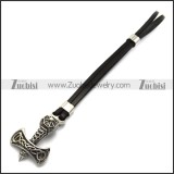 black leather viking thor hammer bracelet b006733