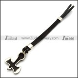 black leather viking thor hammer bracelet b006733
