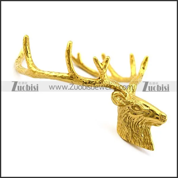 Gold Plating Head Of Elk Pendant b006474