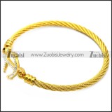 gold plating wire bangel with rhinestones anchor charm b007937