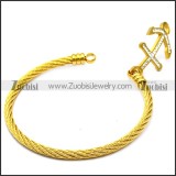 gold plating wire bangel with rhinestones anchor charm b007937