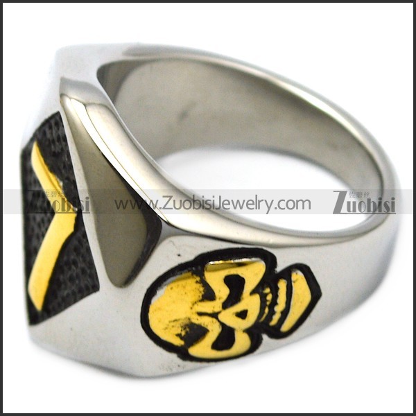 stainless steel lucky seven skull ring r005940