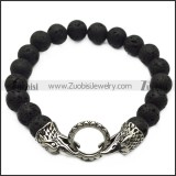 lava rosary bracelet with 2 raven heads end caps b007994