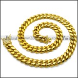 golden stainless steel hip hop casting necklace with bling buckle n002226