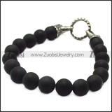 black rosary bracelet with steel raven heads b007993