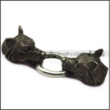 black wolf heads end cap for 5mm wide chain cord or beads a000683