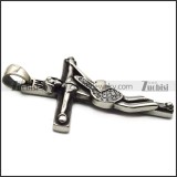 johnny hallyday guitar cross pendant in vintage 316l stainless steel p008399