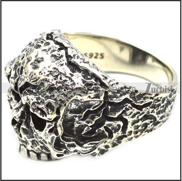 rough ugly 925 sterling silver skull ring for bikers r006048