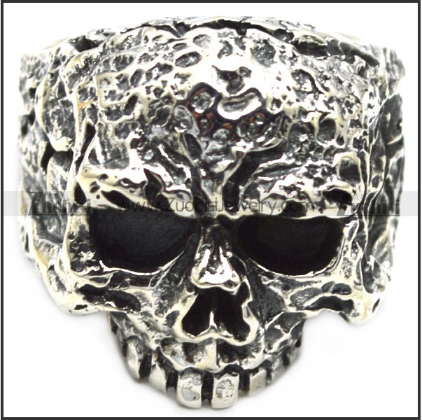 rough ugly 925 sterling silver skull ring for bikers r006048