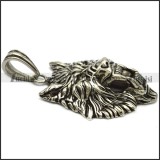 Big Stainless Steel Wolf Pendant with Hollow Back p008674