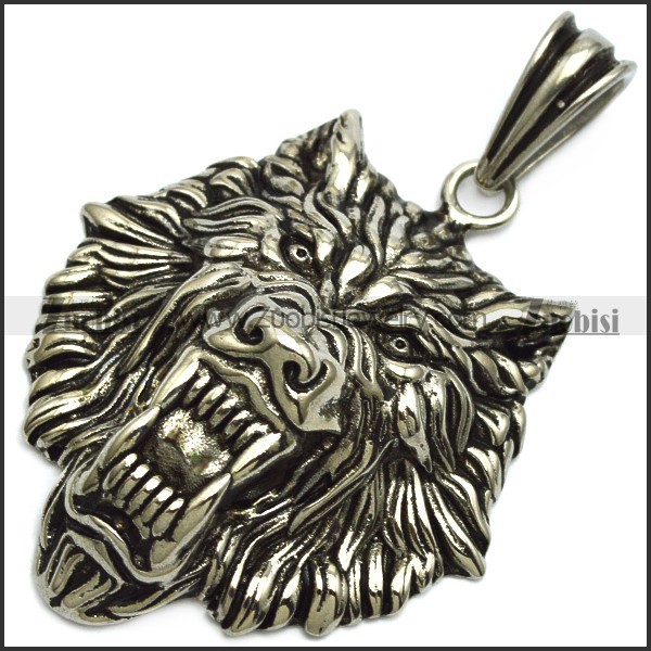 Big Stainless Steel Wolf Pendant with Hollow Back p008674