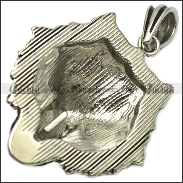 Big Stainless Steel Wolf Pendant with Hollow Back p008674