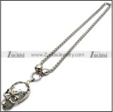 stainless steel chain with 2 skull heads and 1 smart ring n002332