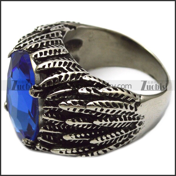 blue clear stone stainless steel ring