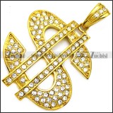 golden us dollar sign pendant with rhinestones for hip hop p008853