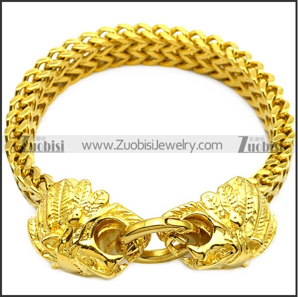Golden Stainless Steel Lion Heads Bracelets b008821
