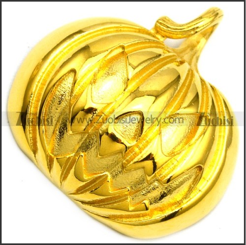 Golden Stainless Steel Pumpkin Pendant p009067