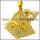 Golden Stainless Steel Egypt Nile Moissanite Key Ankh Pendant p009065