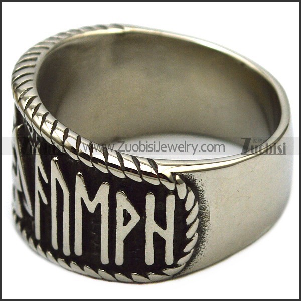 Vintage Mens Stainless Steel Viking Valknut Scandinavn Odin Symbol Norse Text Ring r006813