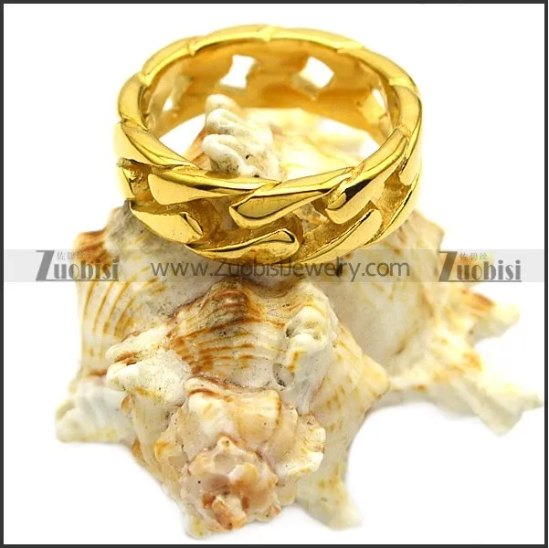 Shiny K Gold Plating Stainless Steel Cuban Ring r007011