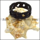 Shiny Black Plated Stainless Steel Cuban Ring r007012