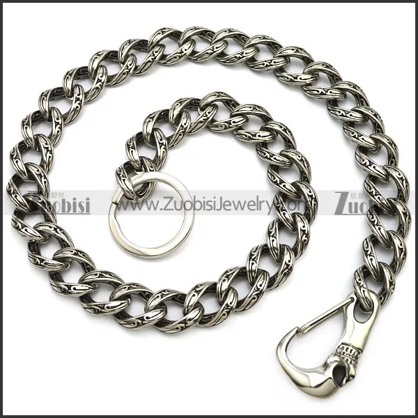 Stainless Steel Casting Jean Chain with Skull Clasp y000016
