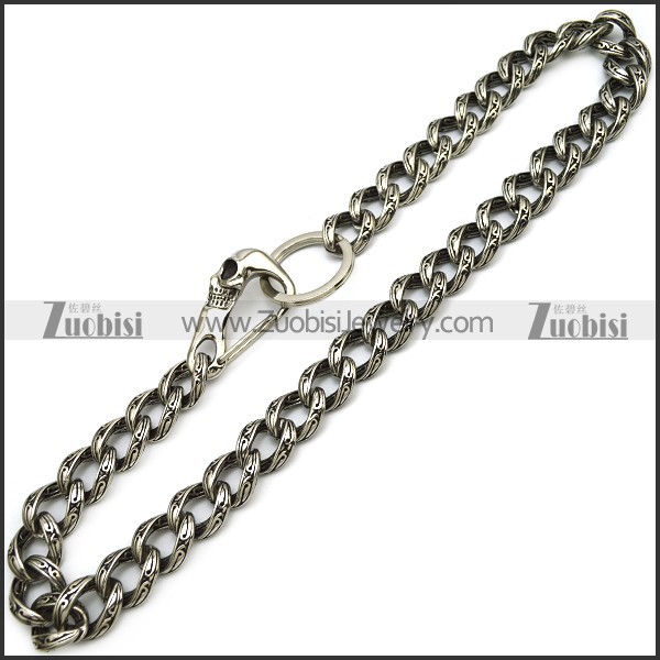 Stainless Steel Casting Jean Chain with Skull Clasp y000016