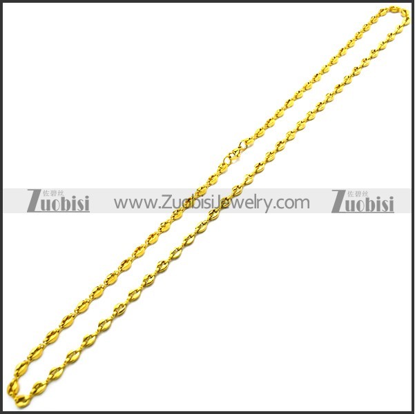 5MM Wide Gold Plating Coffee Beans Chain Necklace n002754