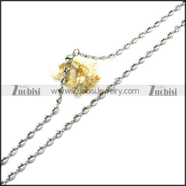 0.5CM Wide Silver Stainless Steel Coffee Bean Chain Necklace n002710