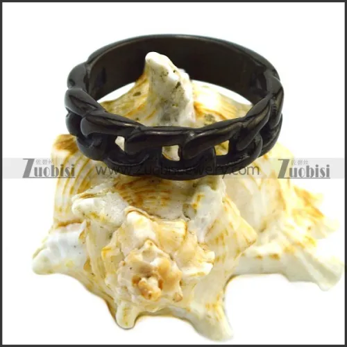 0.50cm Wide Women Black Stainless Steel Cuban Link Chain Band Ring r007338