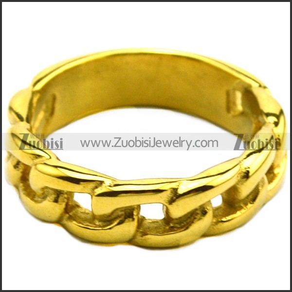 5mm Wide Women Golden Stainless Steel Band Cuban Link Chain Ring r007337